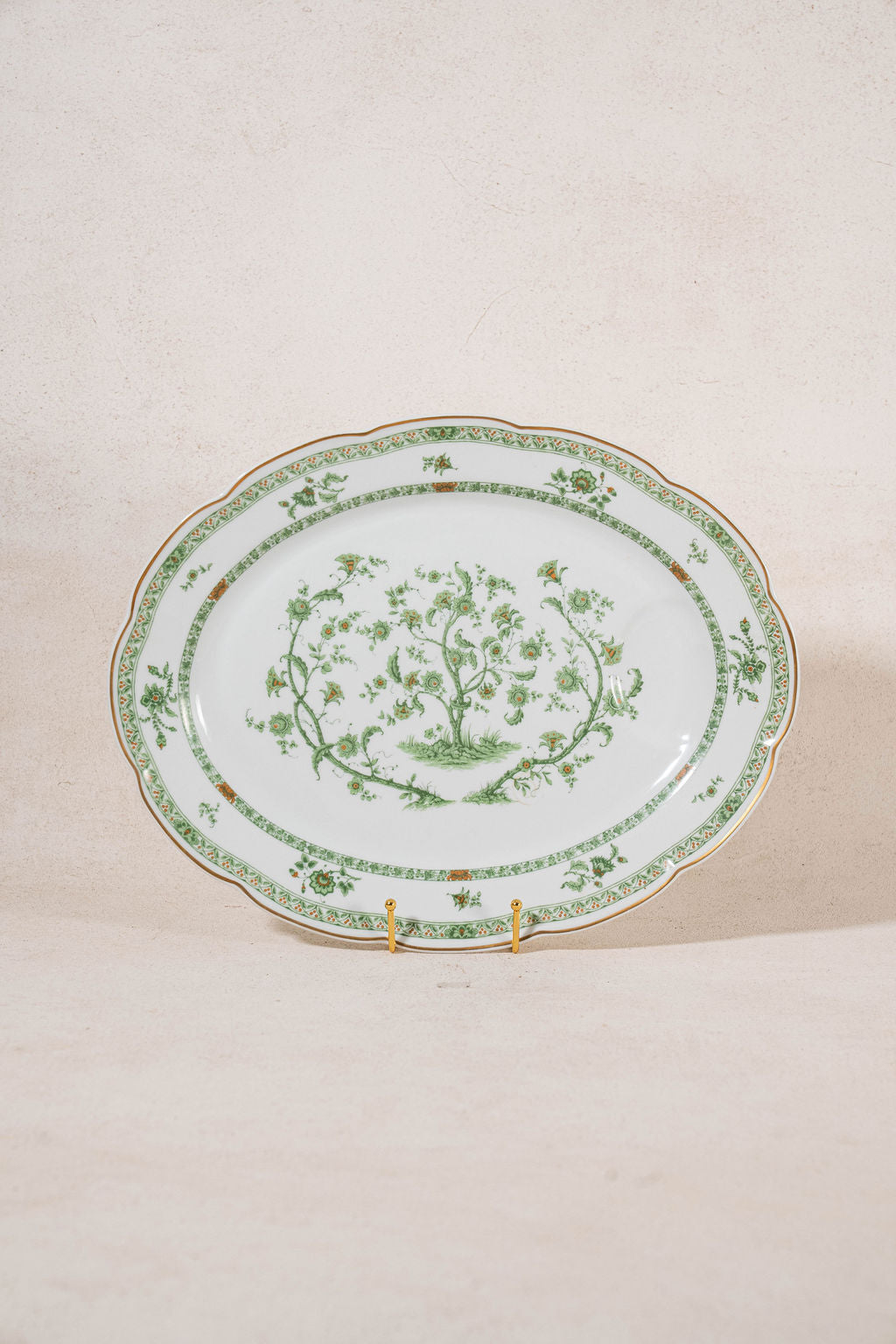 Vintage Haviland Limoges Oval Platter in Green “Bonneval” Pattern (1971-1989)