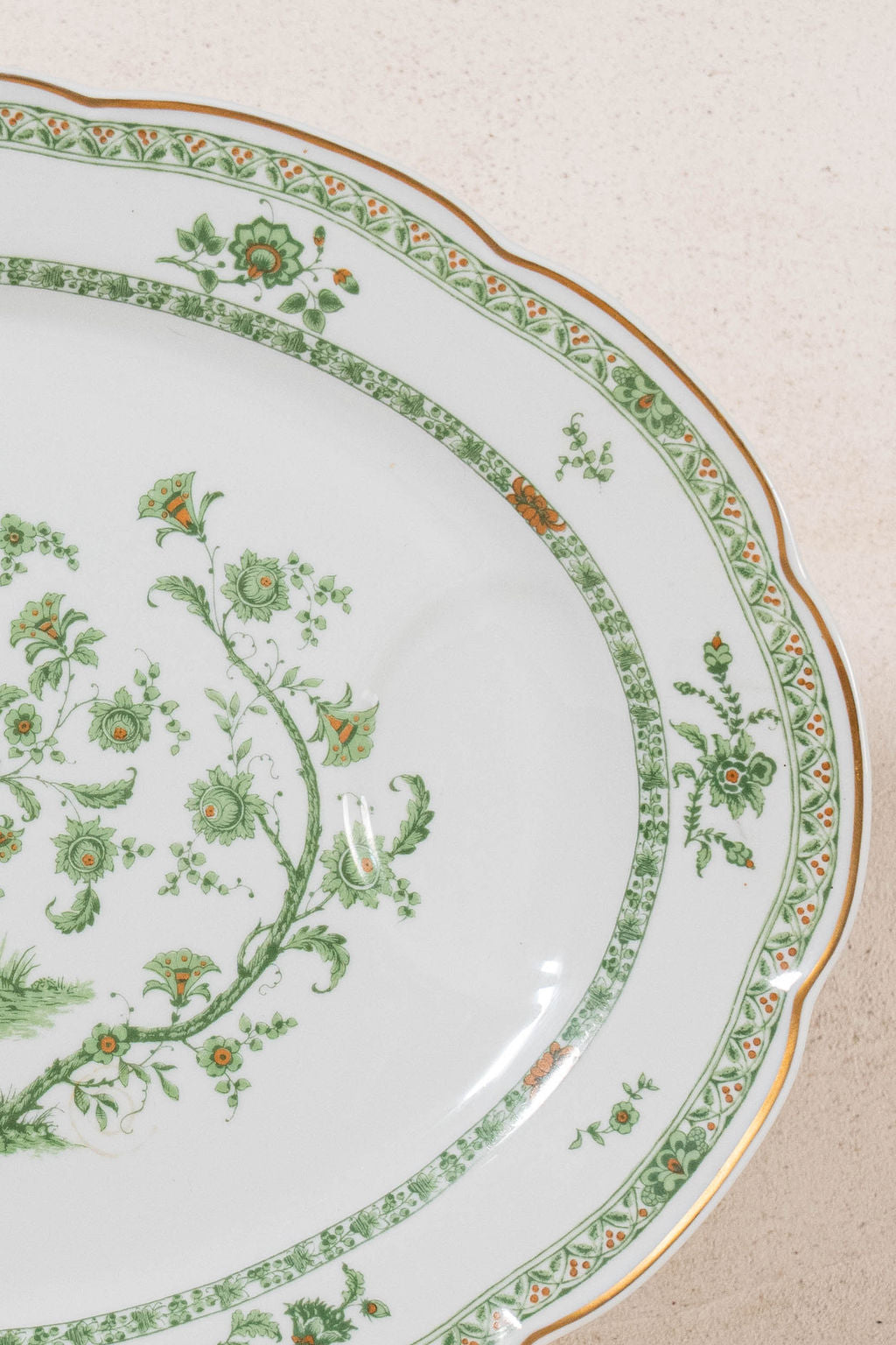 Vintage Haviland Limoges Oval Platter in Green “Bonneval” Pattern (1971-1989)