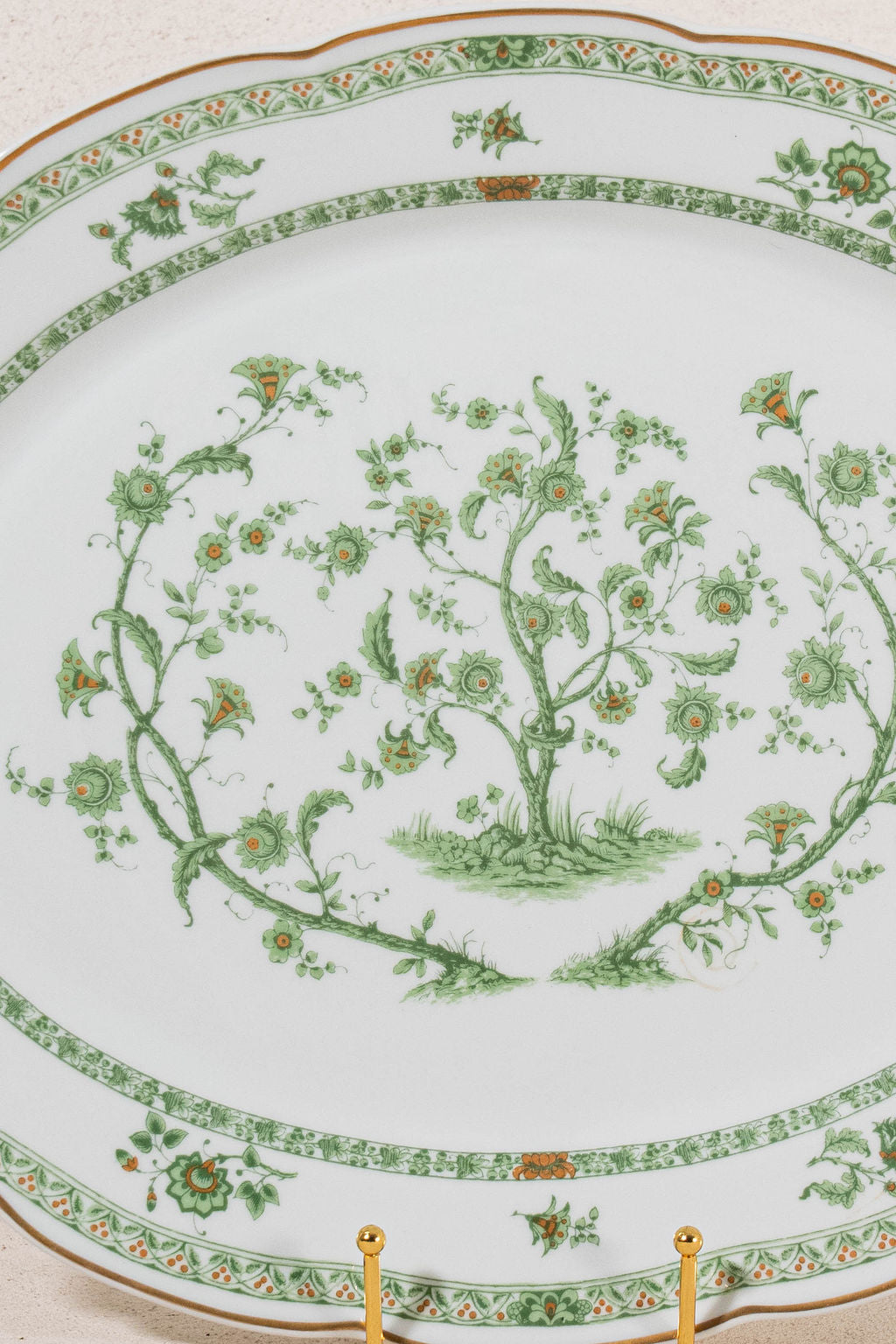 Vintage Haviland Limoges Oval Platter in Green “Bonneval” Pattern (1971-1989)