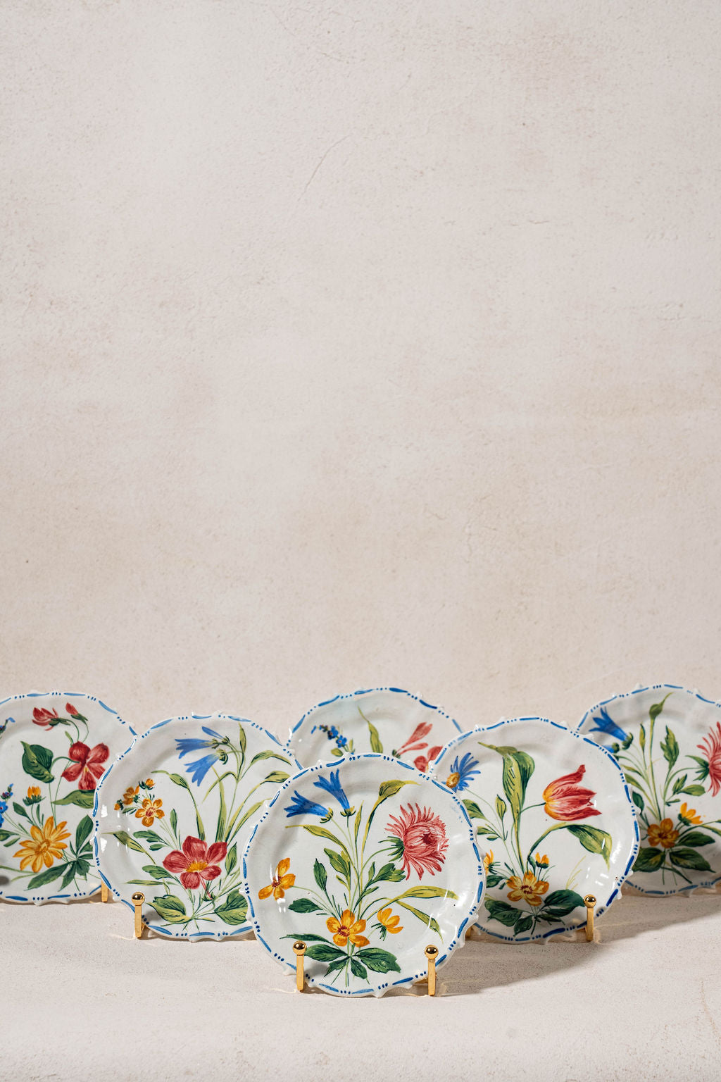 SET of 6 Hand Painted Floral Italian Plates