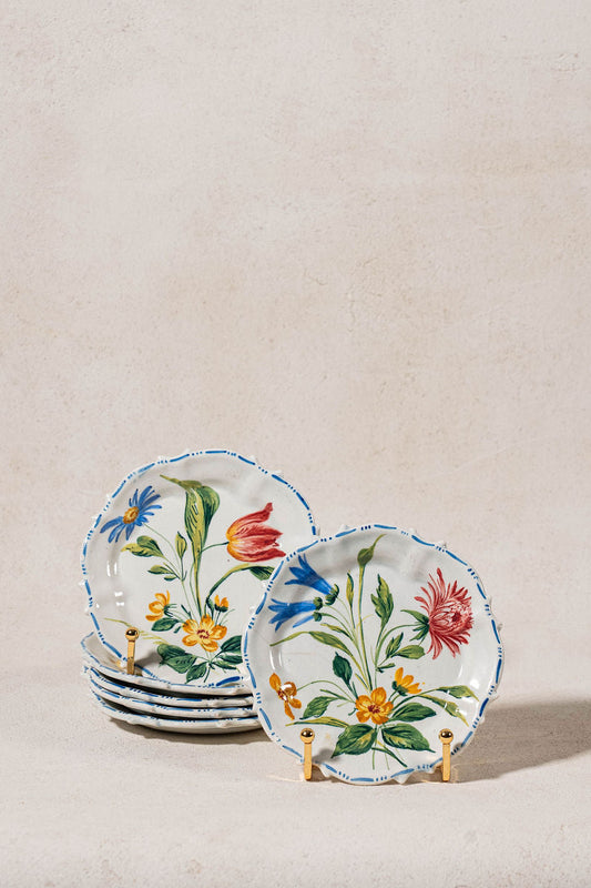 SET of 6 Hand Painted Floral Italian Plates