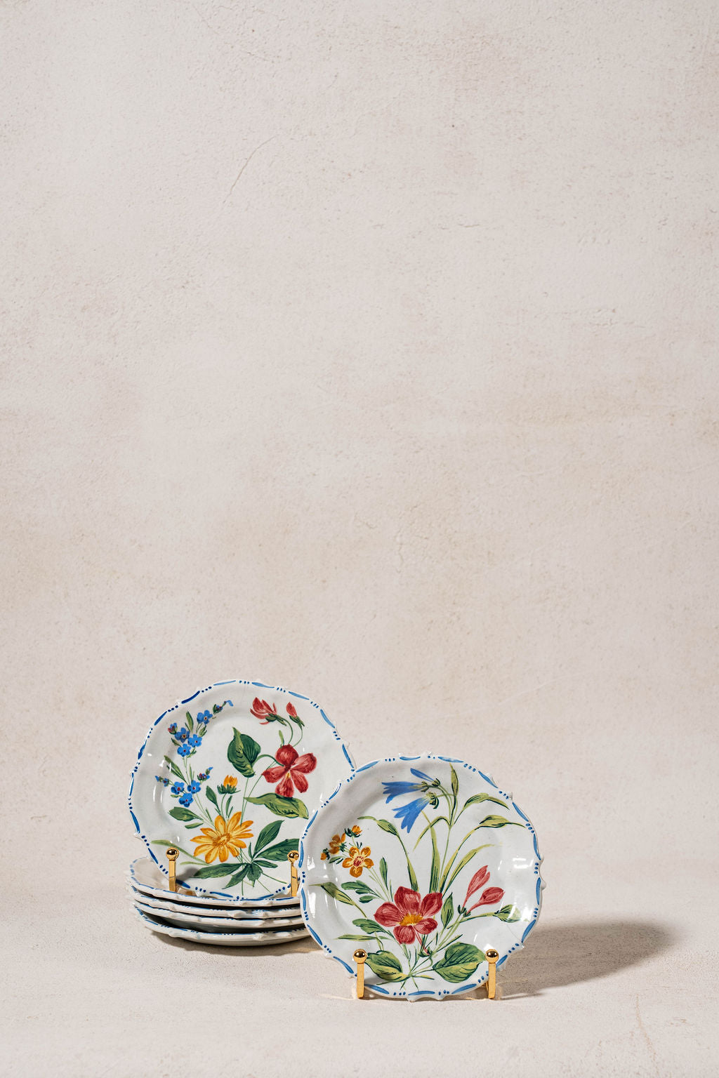 SET of 6 Hand Painted Floral Italian Plates