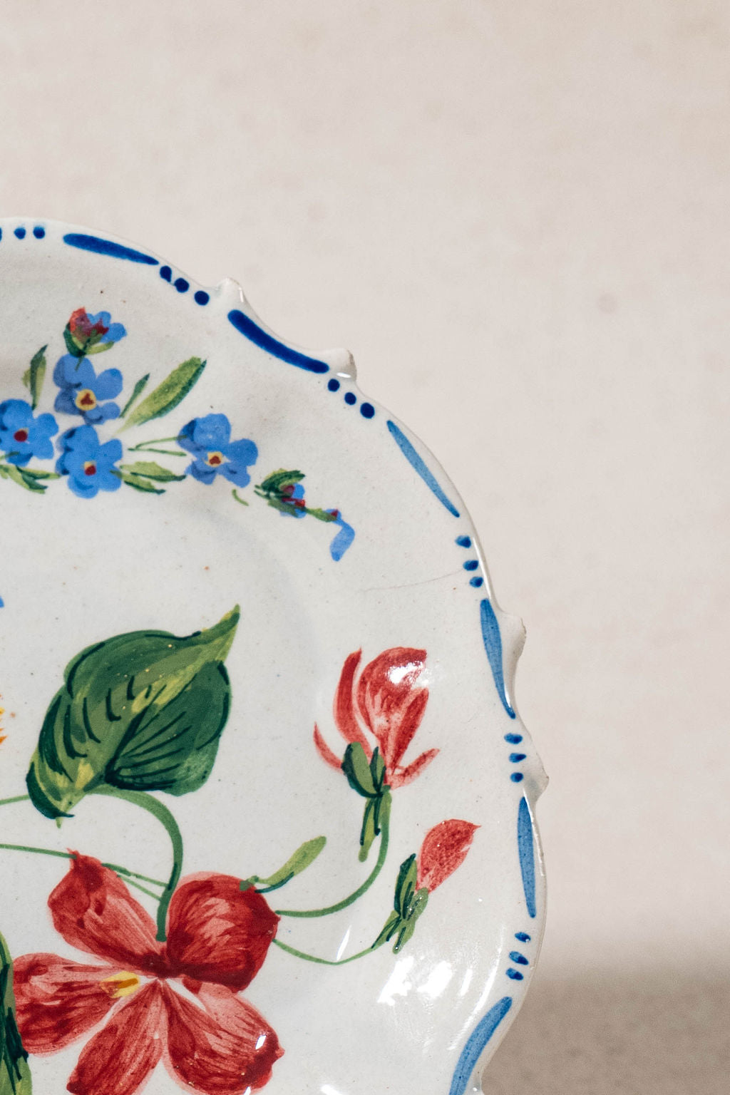 SET of 6 Hand Painted Floral Italian Plates