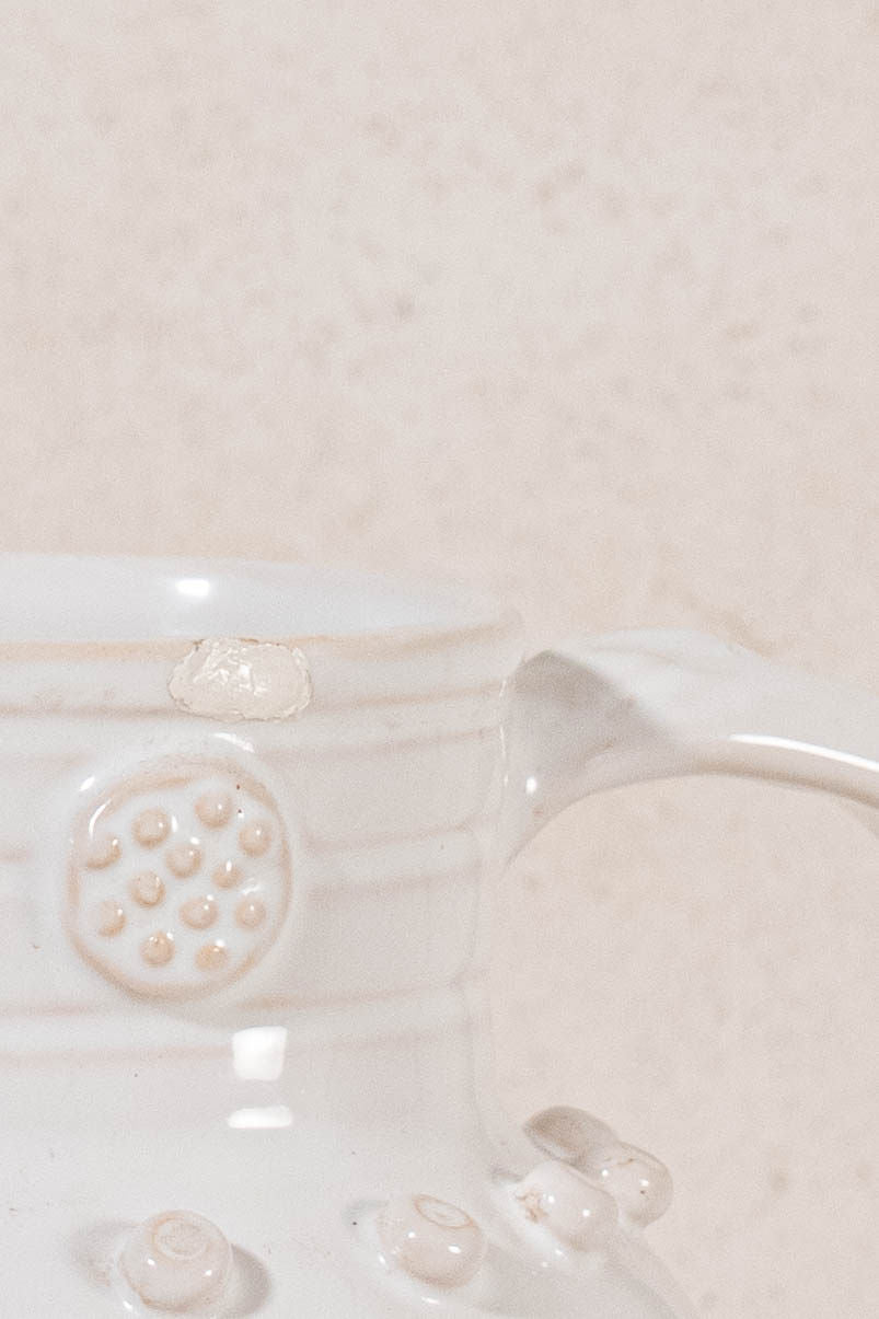 French Vintage Cream Bisque Handmade Jug by Émile Tessier