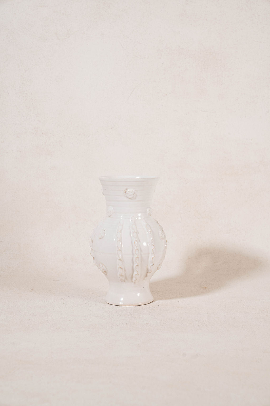 Vintage French Cream Glazed Jug with Ruffled Sides by Émile Tessier