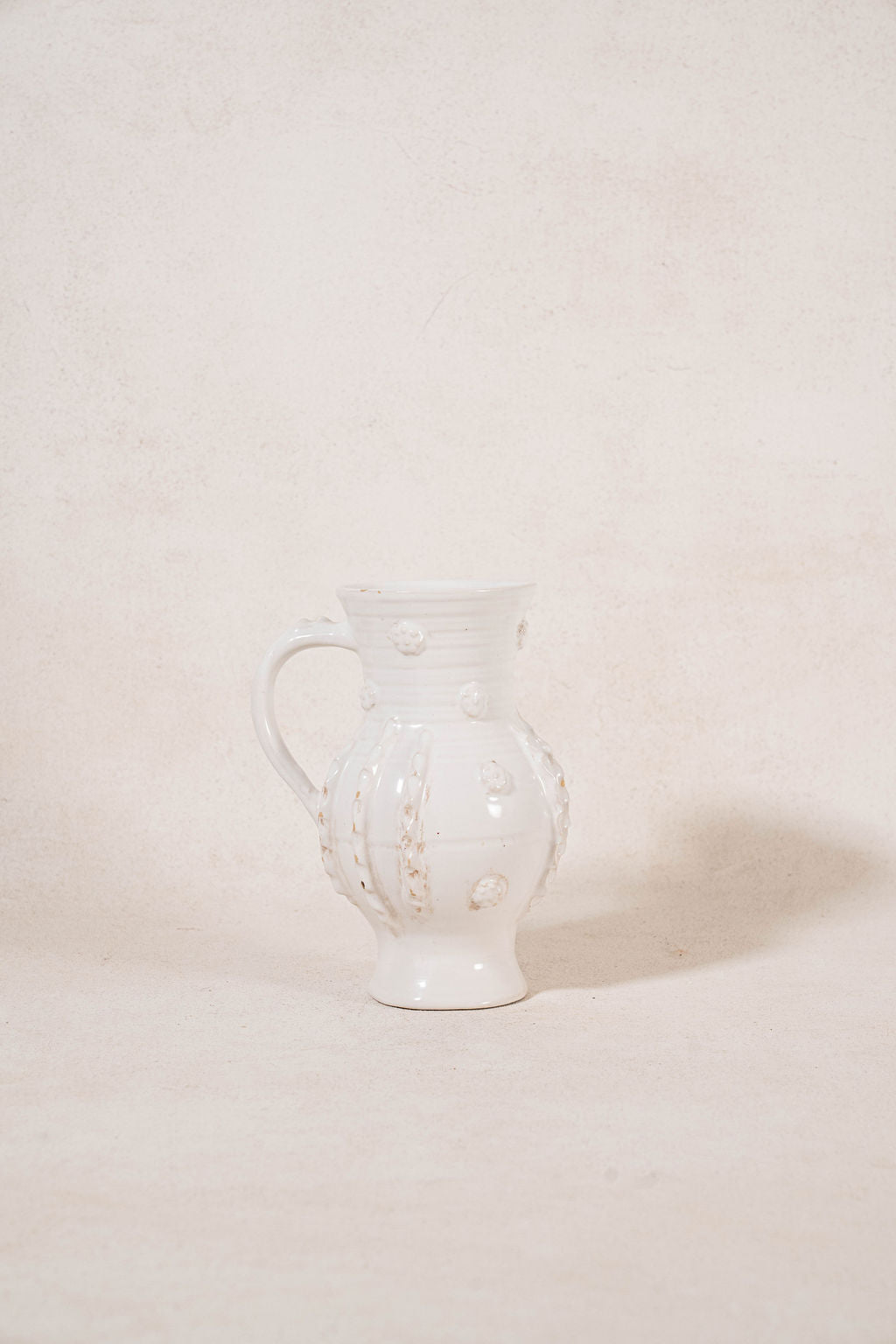 Vintage French Cream Glazed Jug with Ruffled Sides by Émile Tessier