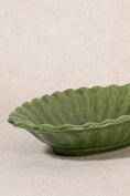 Load image into Gallery viewer, Antique Green Majolica Oblong Scalloped Dish
