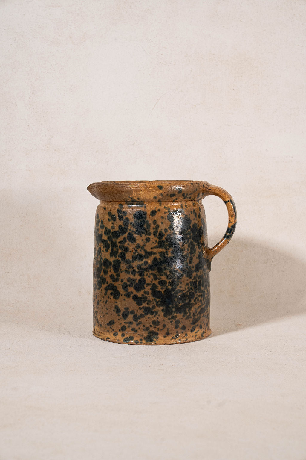 Large Antique French Deep Blue Spongeware Pitcher