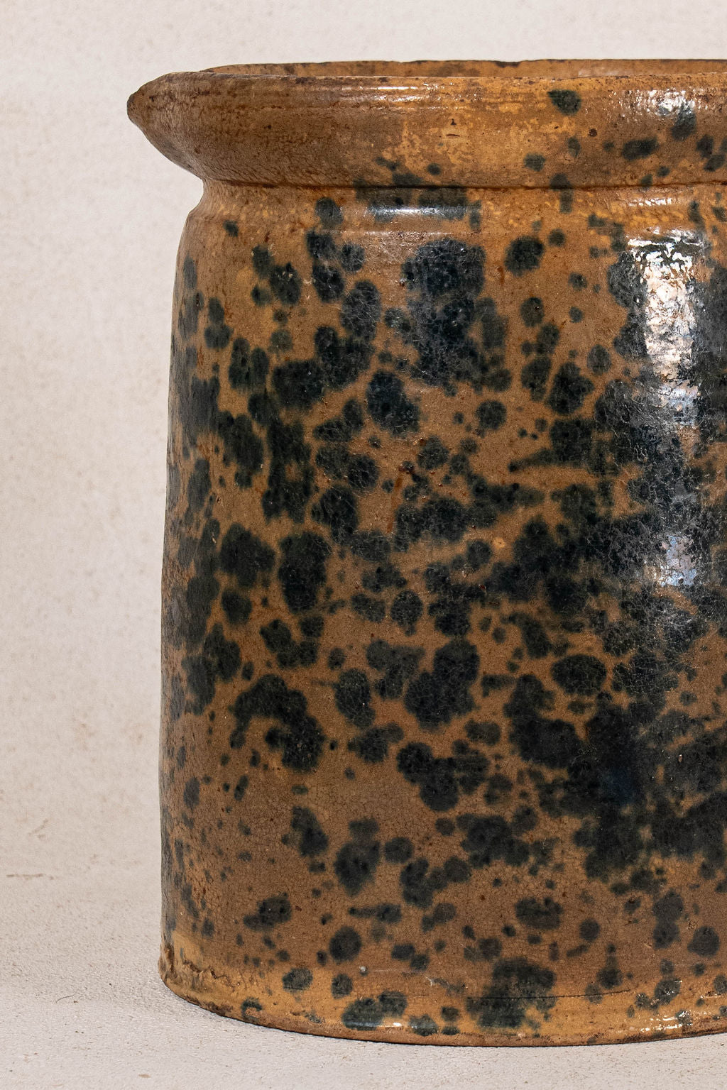 Large Antique French Deep Blue Spongeware Pitcher
