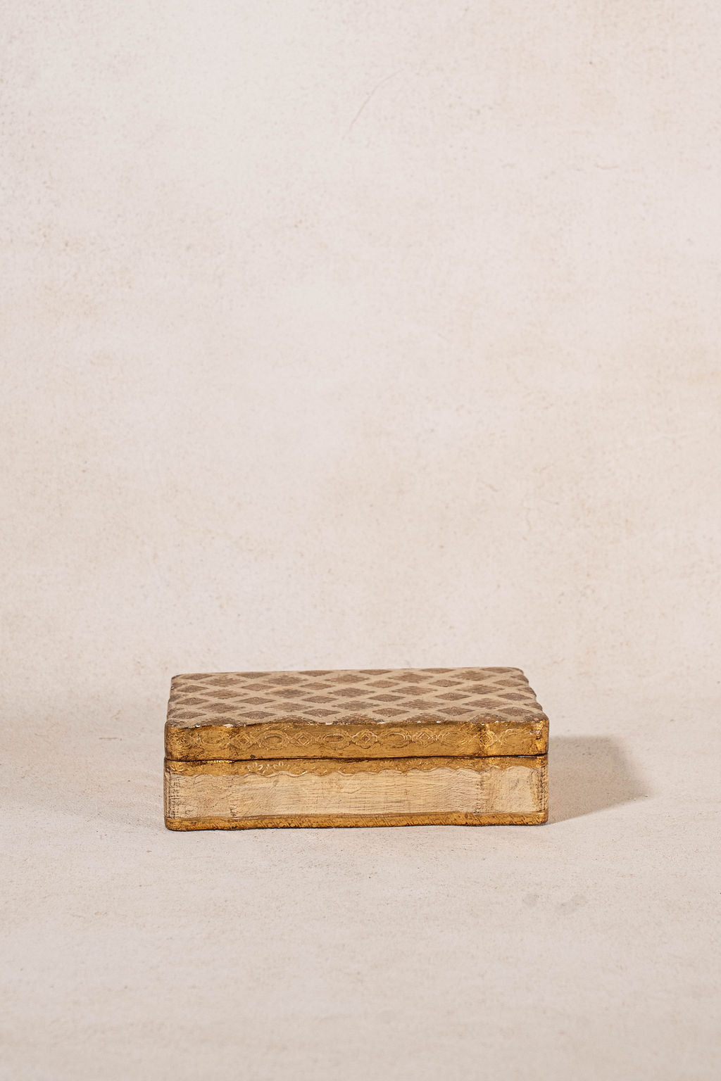 Lidded Gold + Cream Florentine Box
