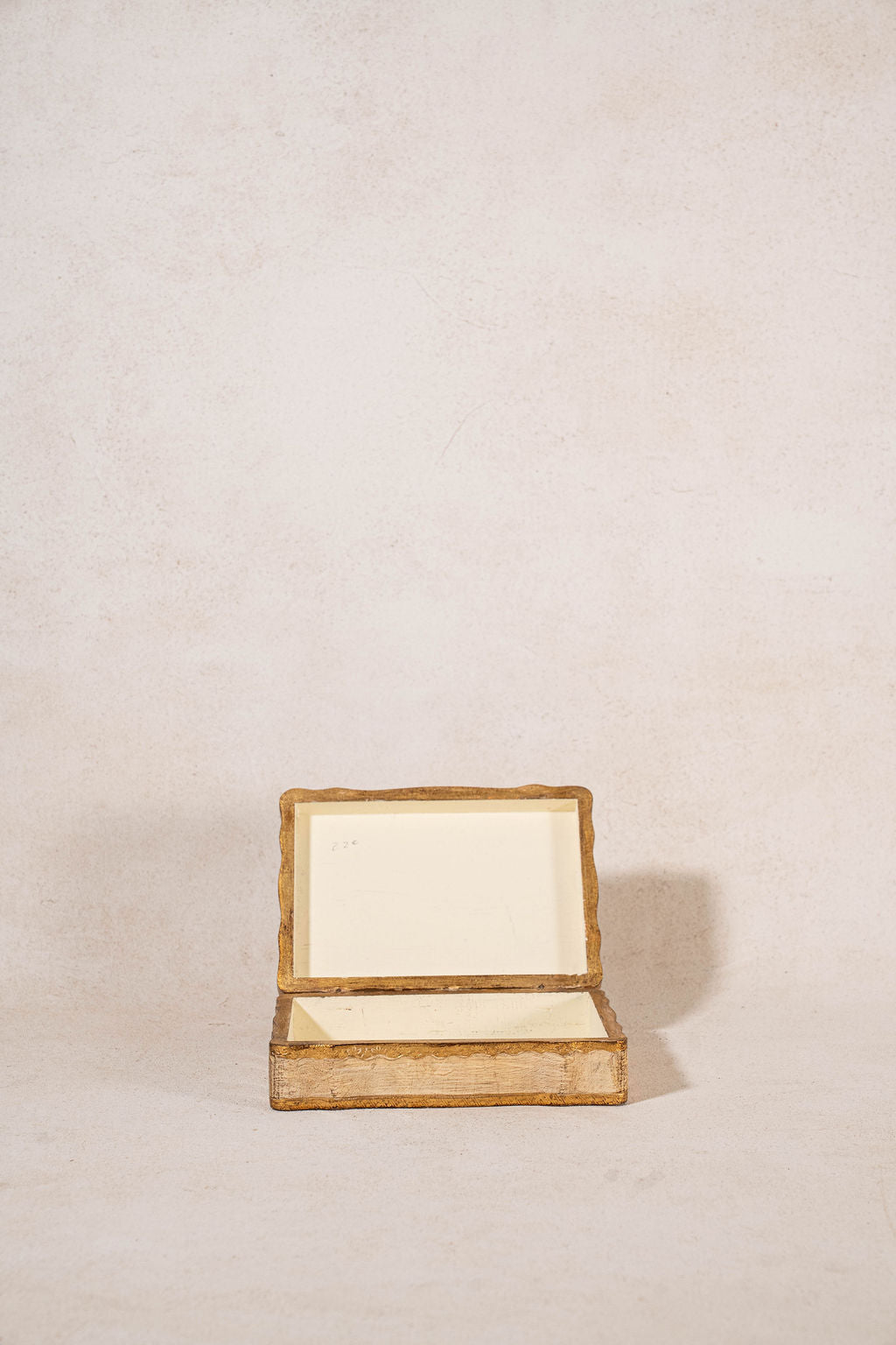 Lidded Gold + Cream Florentine Box