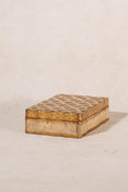 Load image into Gallery viewer, Lidded Gold + Cream Florentine Box
