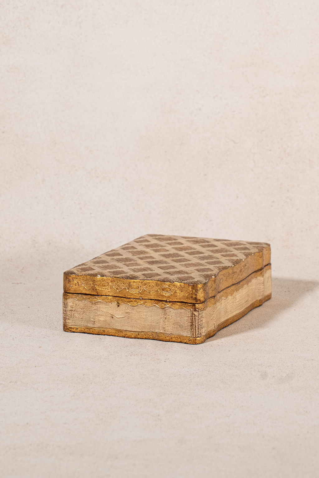 Lidded Gold + Cream Florentine Box