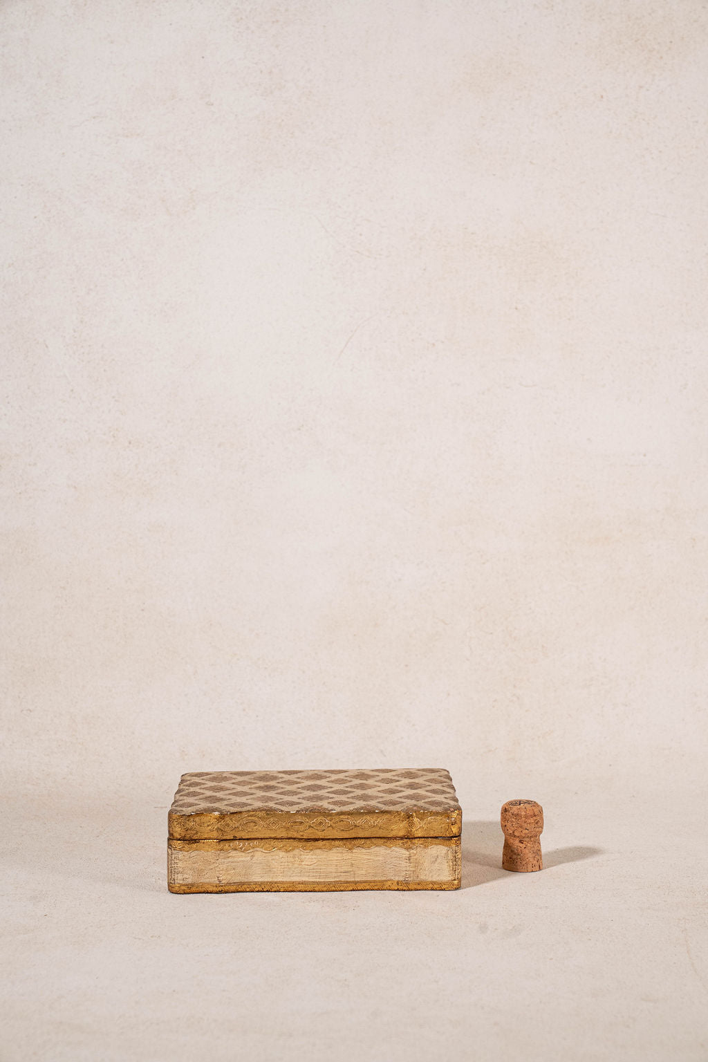 Lidded Gold + Cream Florentine Box