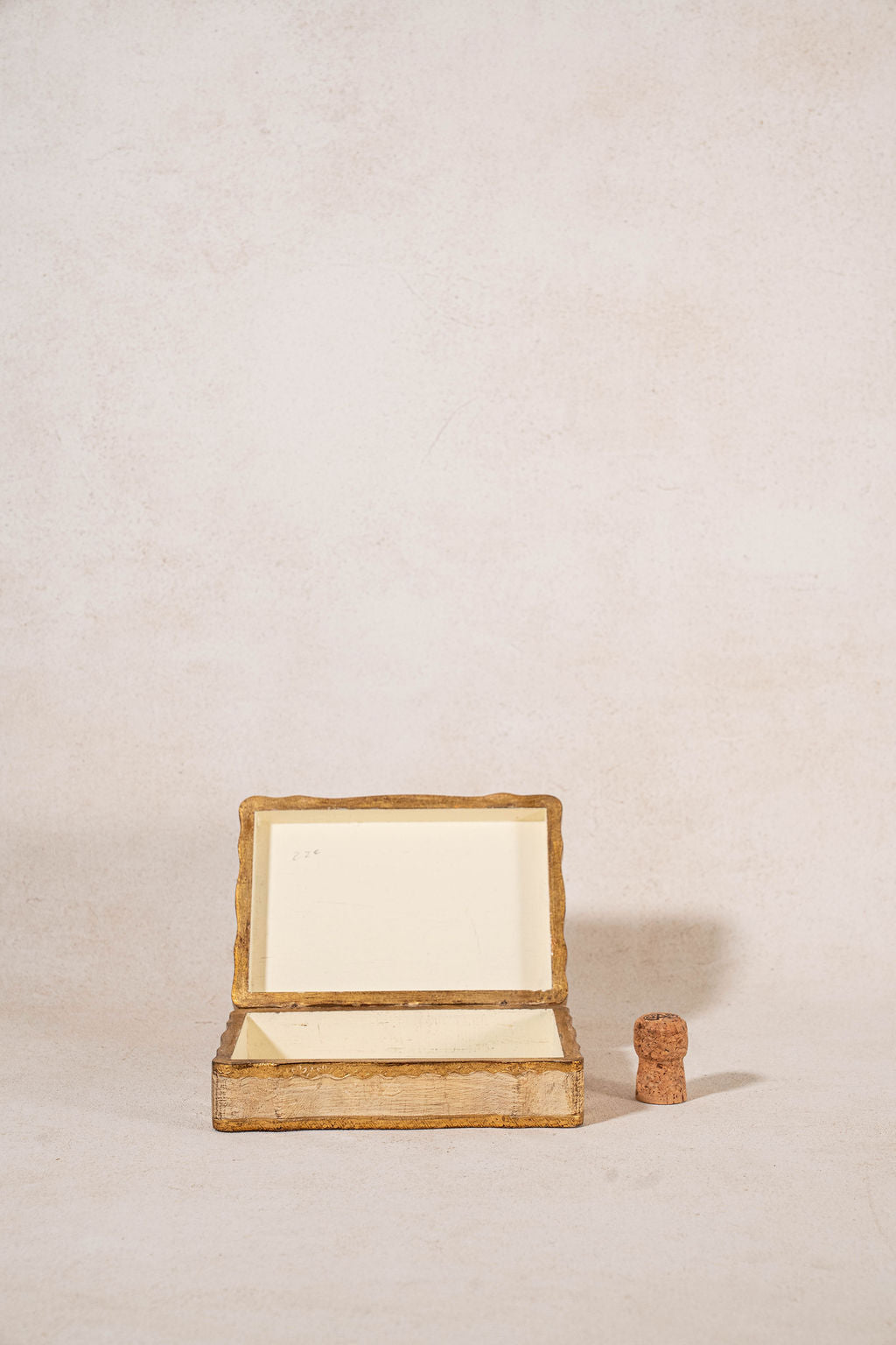 Lidded Gold + Cream Florentine Box