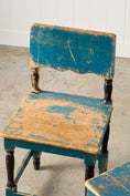 Load image into Gallery viewer, PAIR of 19th Century Scandinavian Scallop Backed Chairs with Original Blue Paint
