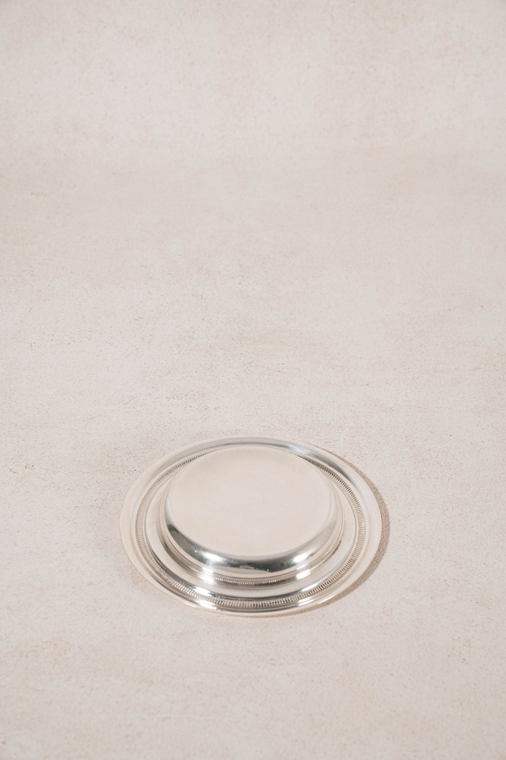 French Silverplate Marked Wine Coaster With Detailed Rim