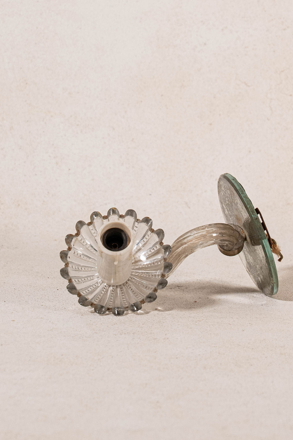 PAIR of Murano Glass Single Arm Sconces with Mirror Back Plate