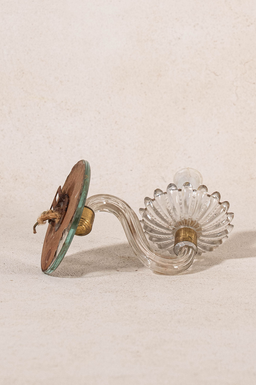 PAIR of Murano Glass Single Arm Sconces with Mirror Back Plate