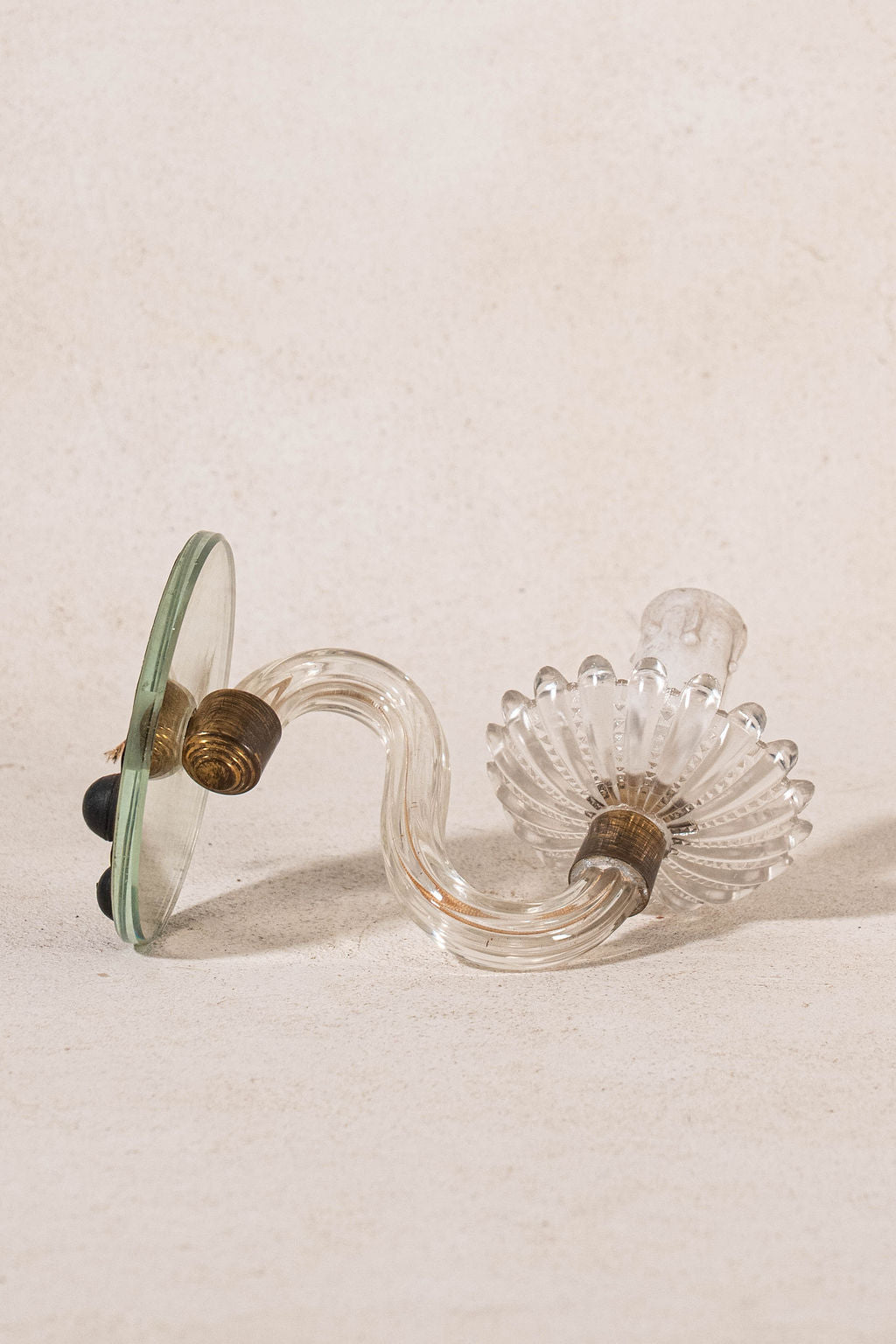PAIR of Murano Glass Single Arm Sconces with Mirror Back Plate