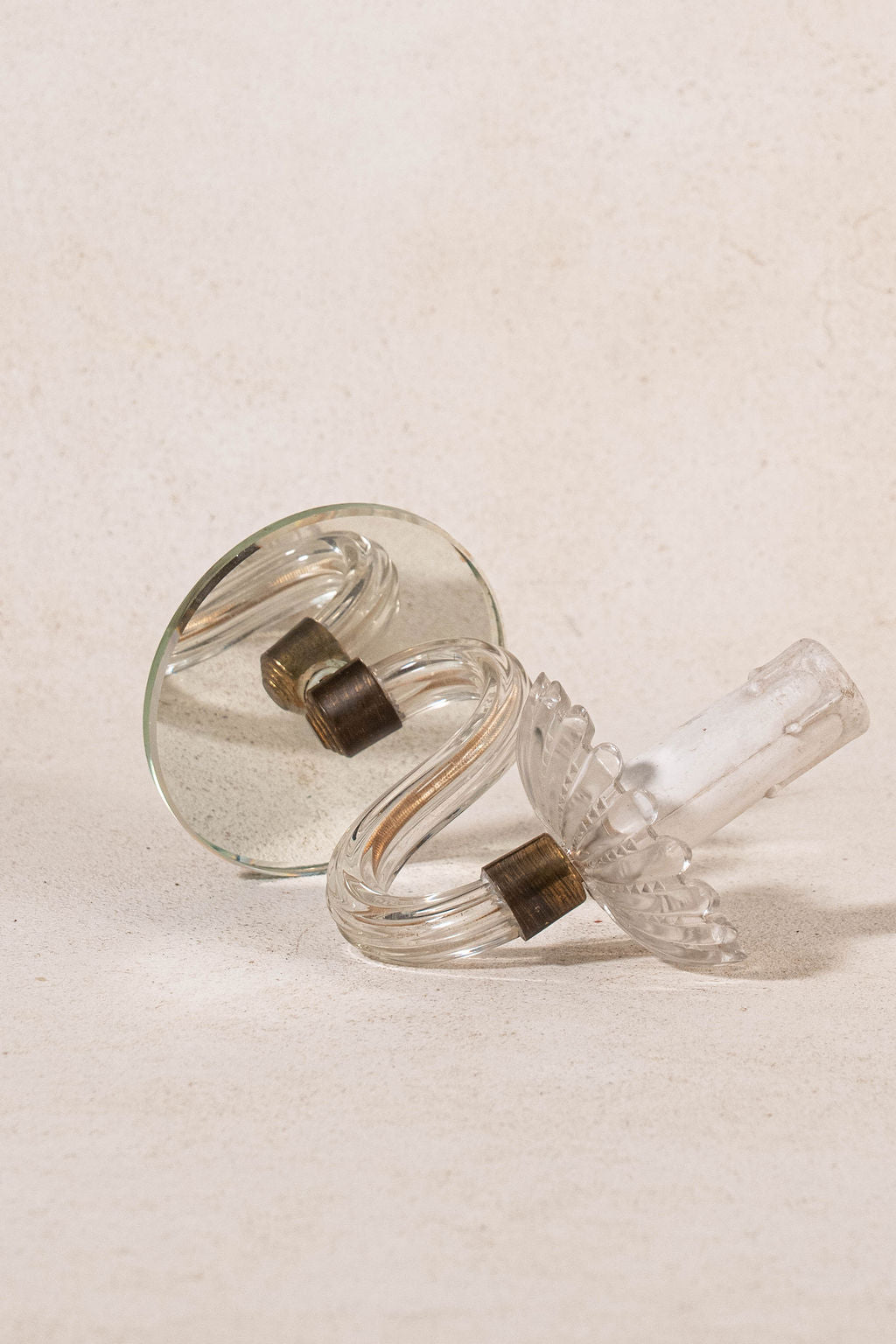 PAIR of Murano Glass Single Arm Sconces with Mirror Back Plate