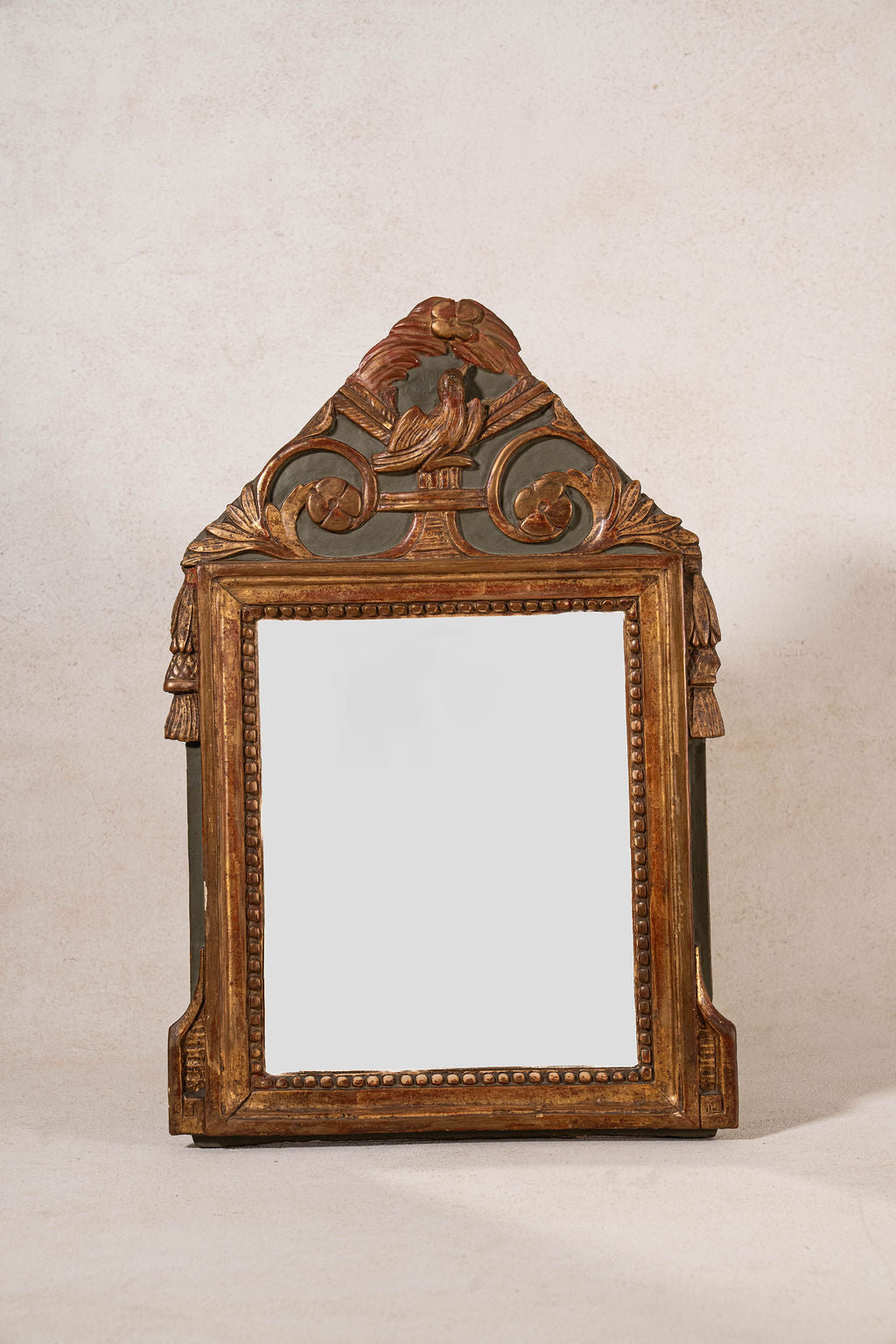 Petite French Louis XVI Period Mirror with Original Green Paint