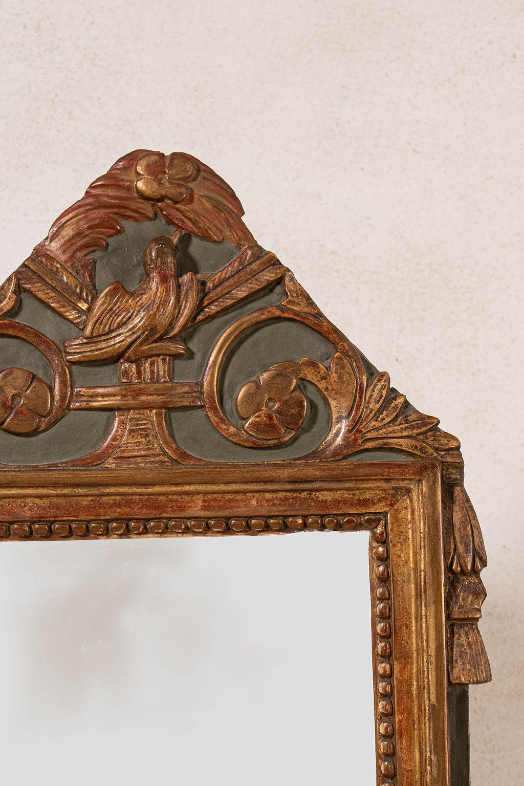 Petite French Louis XVI Period Mirror with Original Green Paint