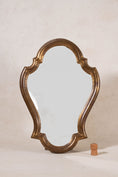 Load image into Gallery viewer, Petite Vintage French Giltwood Mirror with Beveled, Scalloped Shape
