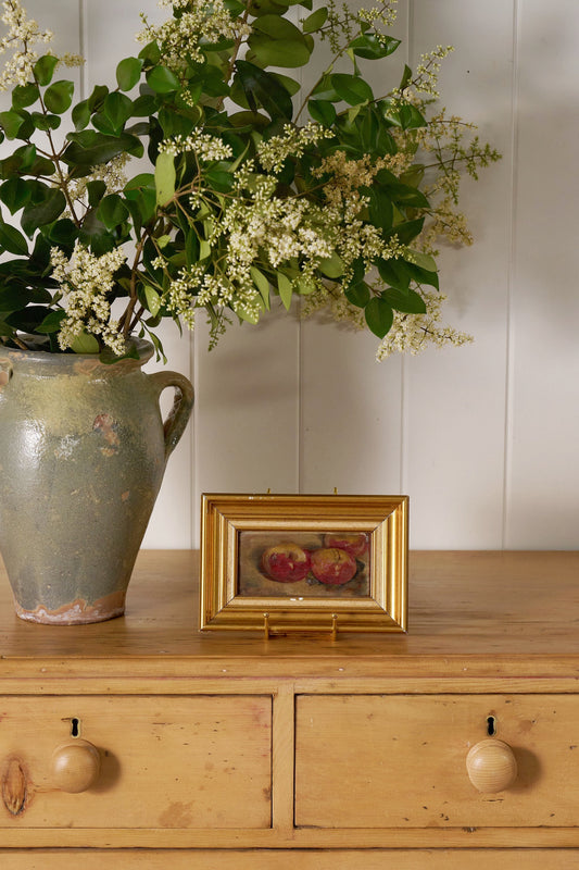 19th Century Petite French Fruit Still Life Oil on Board