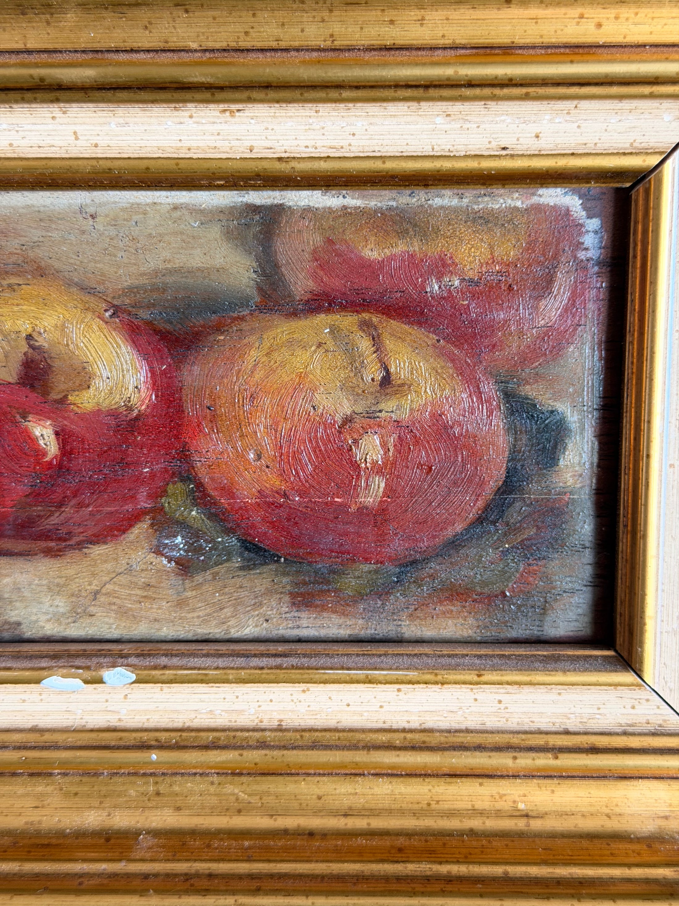 19th Century Petite French Fruit Still Life Oil on Board