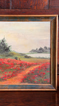 Load image into Gallery viewer, Early 20th Century Framed Oil on Board Landscape of Poppy Field (signed)
