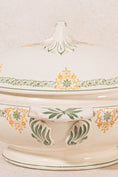Load image into Gallery viewer, Antique French Ironstone Green & Yellow Ceramic Lidded Tureen
