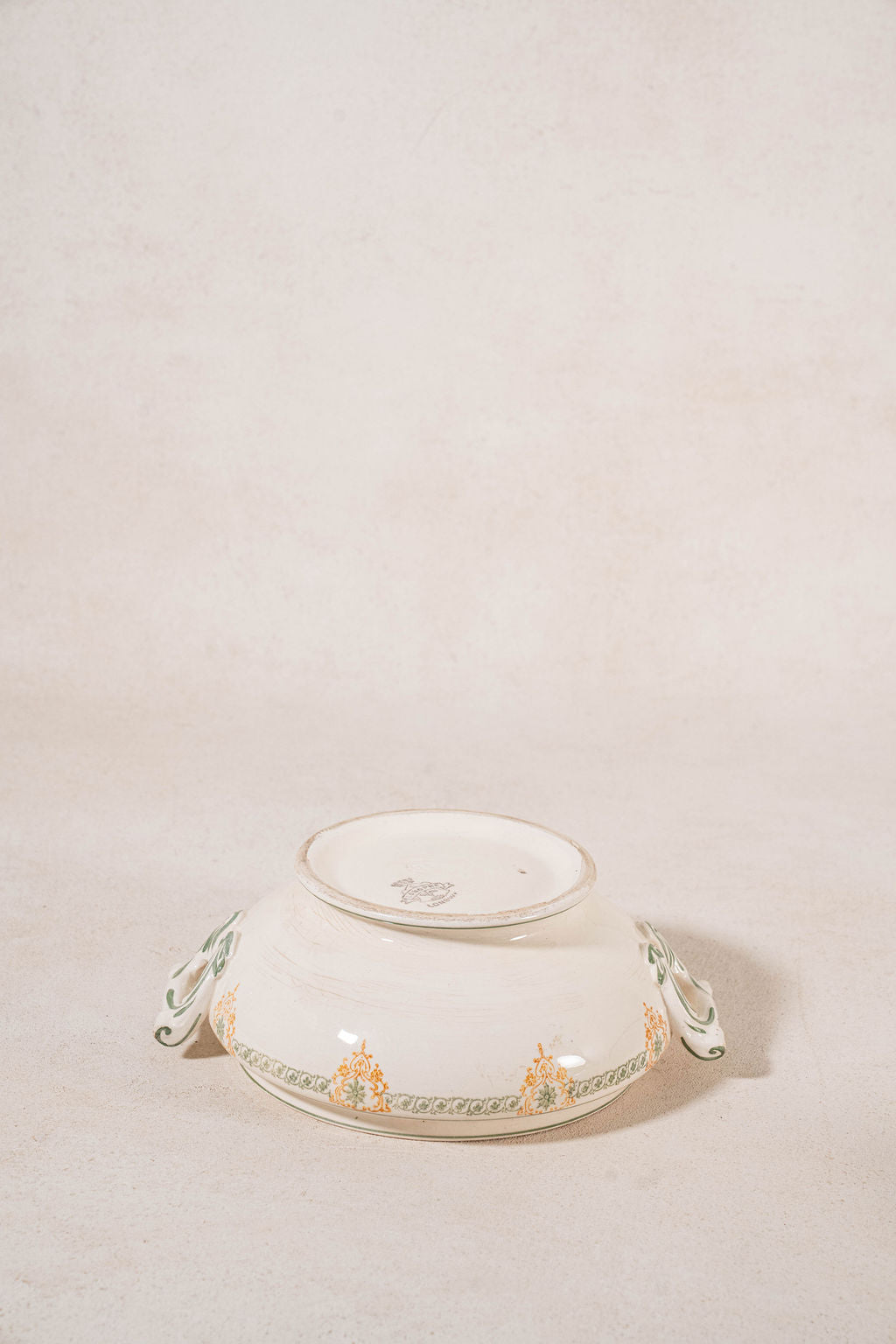 Antique French Ironstone Green & Yellow Ceramic Lidded Tureen