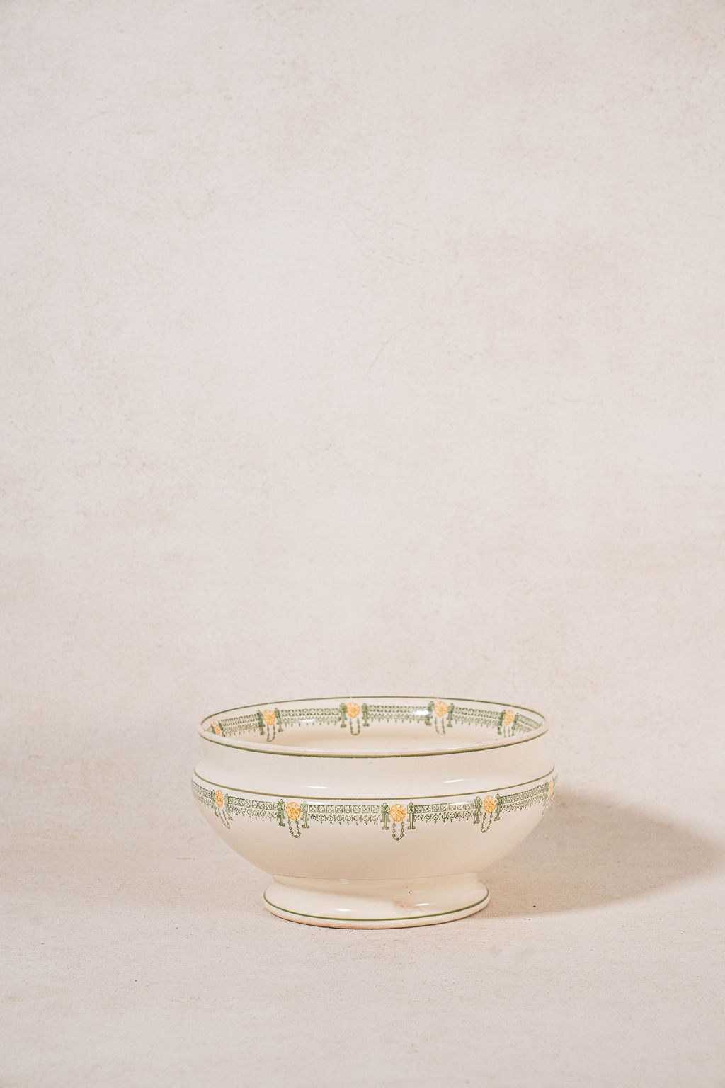 Antique French Ironstone Green & Yellow Ceramic Tureen (No Lid)