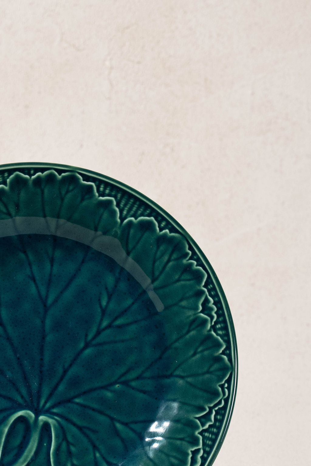 Antique Majolica Plate with Blue/Green Glazing