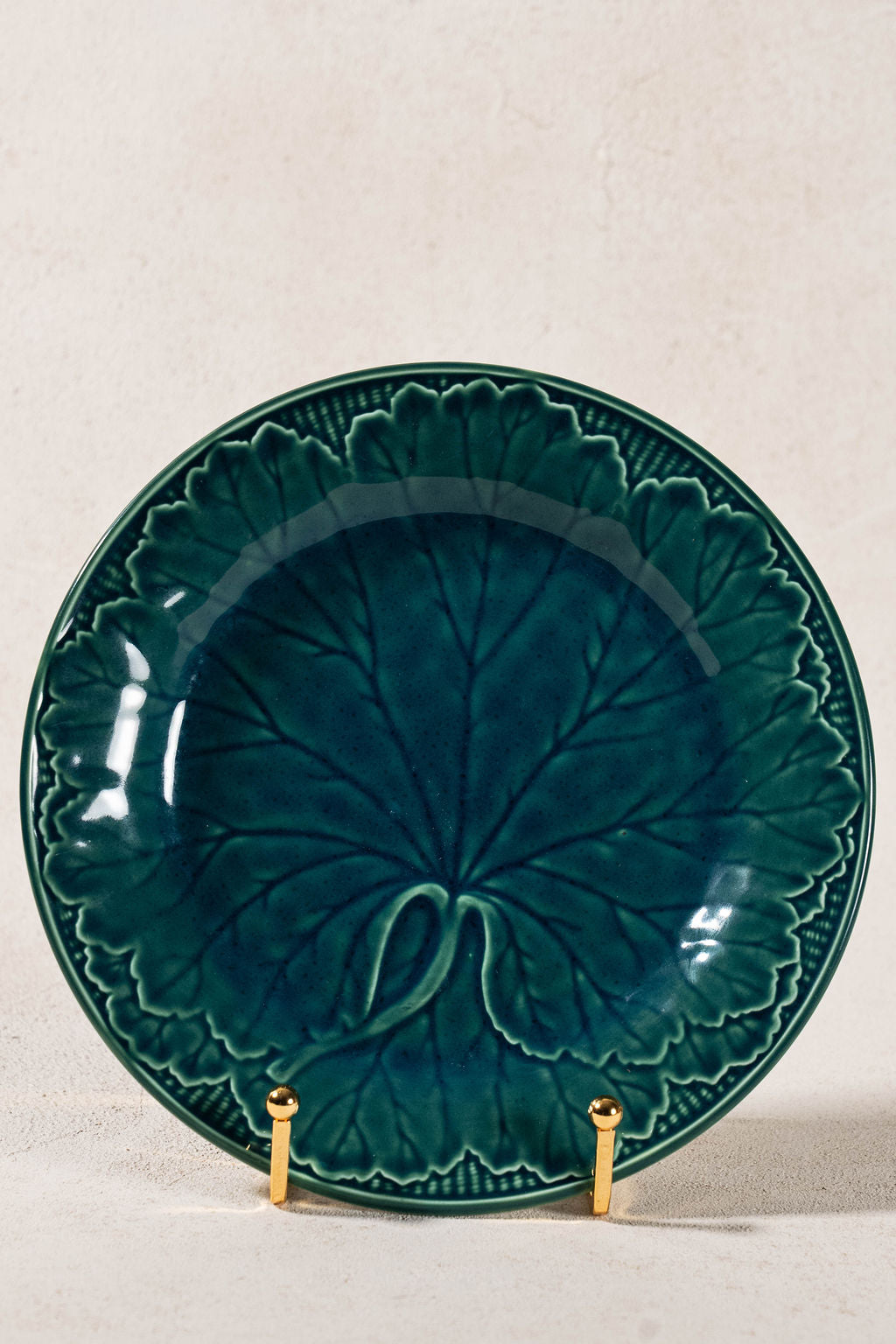 Antique Majolica Plate with Blue/Green Glazing