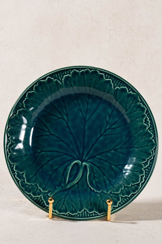 Antique Majolica Plate with Blue/Green Glazing