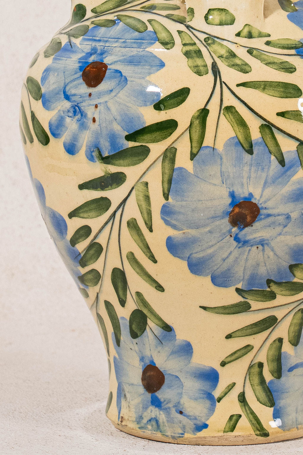 Vintage Spanish Double Spout Water Jug with Hand Painted Folk Florals