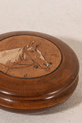 Load image into Gallery viewer, Vintage French Round Box with Hand Carved Horse Profile with Gouache

