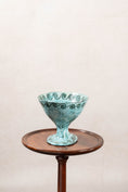 Load image into Gallery viewer, 19th Century Handmade Compote in Stunning Aqua Blue with Wave Motif
