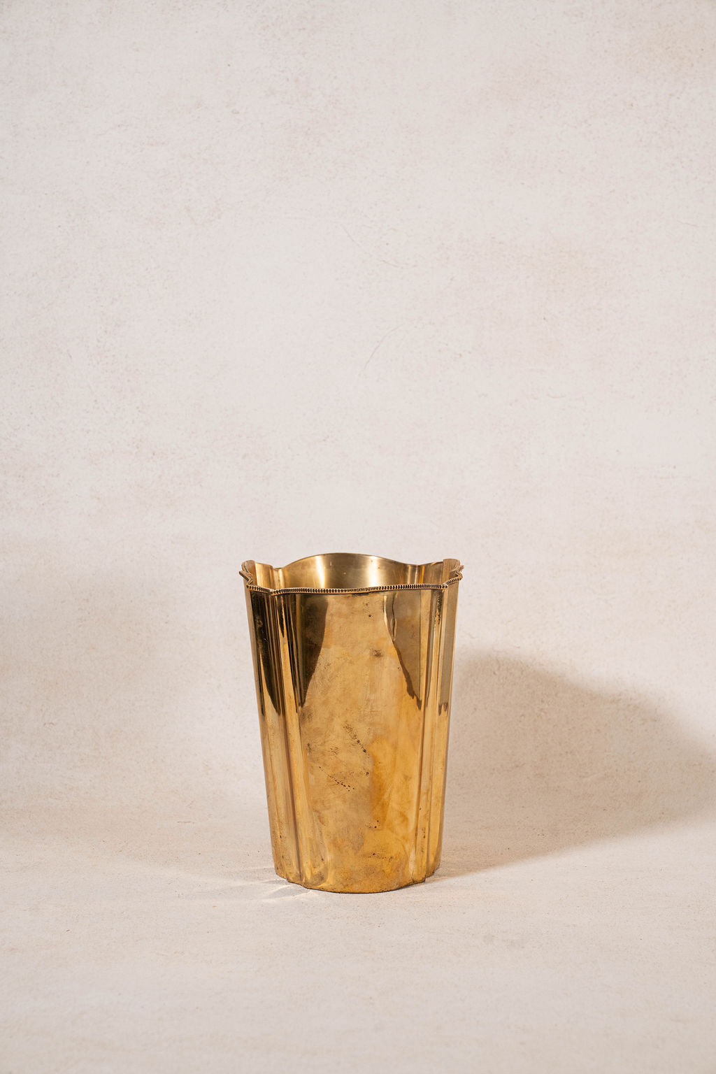 Vintage French Scalloped Brass Champagne Bucket