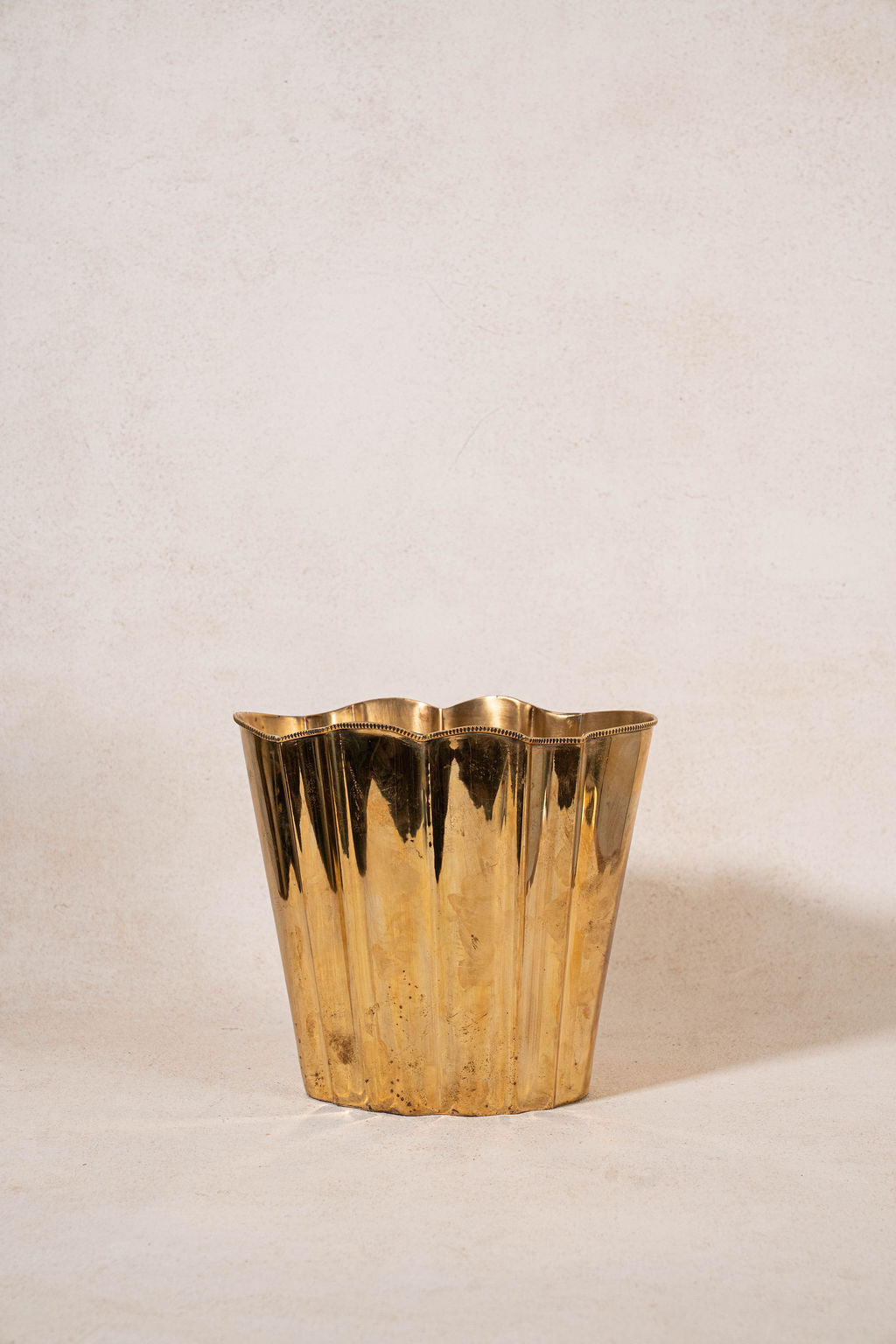 Vintage French Scalloped Brass Champagne Bucket