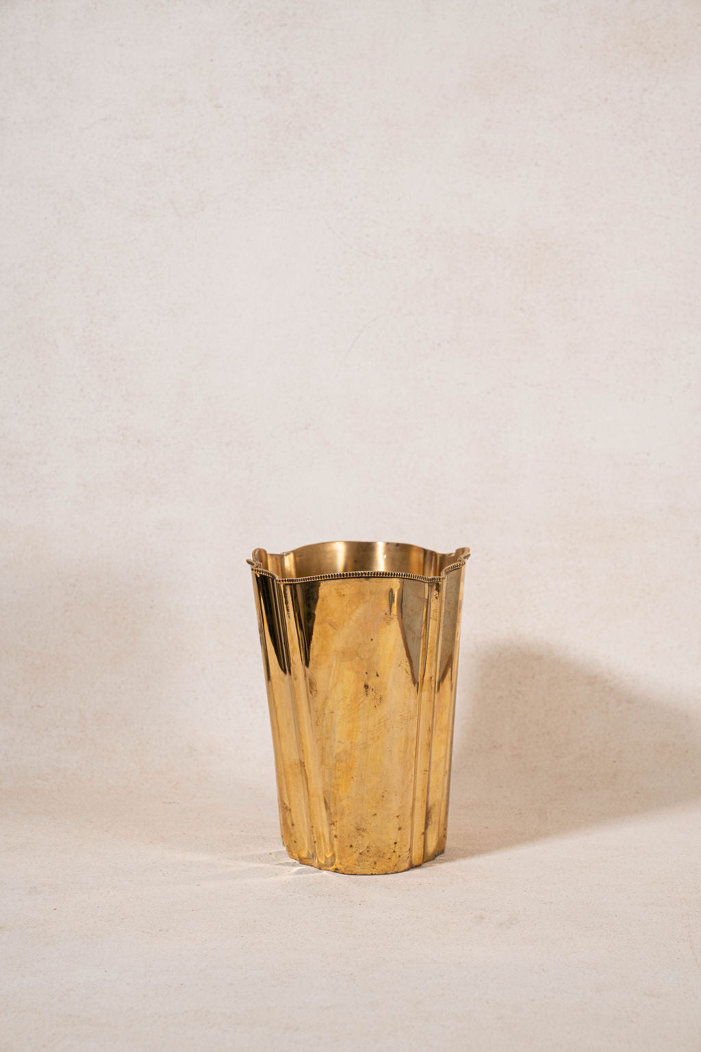 Vintage French Scalloped Brass Champagne Bucket