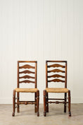 Load image into Gallery viewer, SET of 8 | 19th Century Ash Ladder Back Side Chairs with Rush Seats

