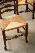 Load image into Gallery viewer, SET of 8 | 19th Century Ash Ladder Back Side Chairs with Rush Seats
