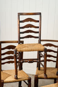 Load image into Gallery viewer, SET of 8 | 19th Century Ash Ladder Back Side Chairs with Rush Seats
