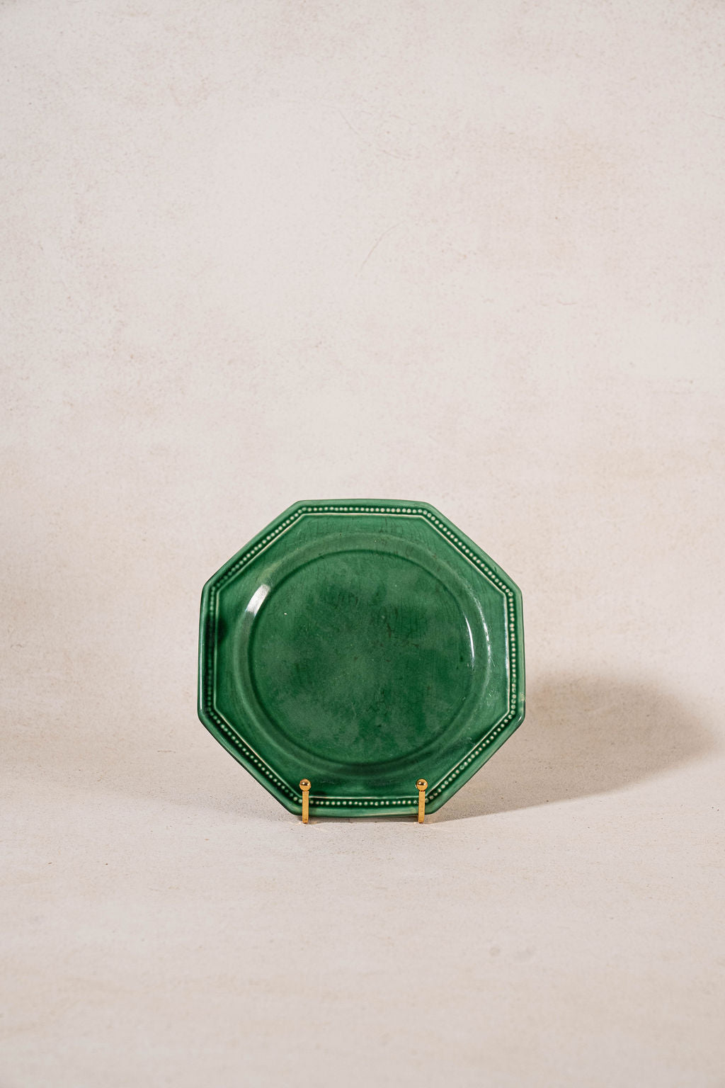 PAIR of Vintage French Majolica Earthenware Octagon Plates
