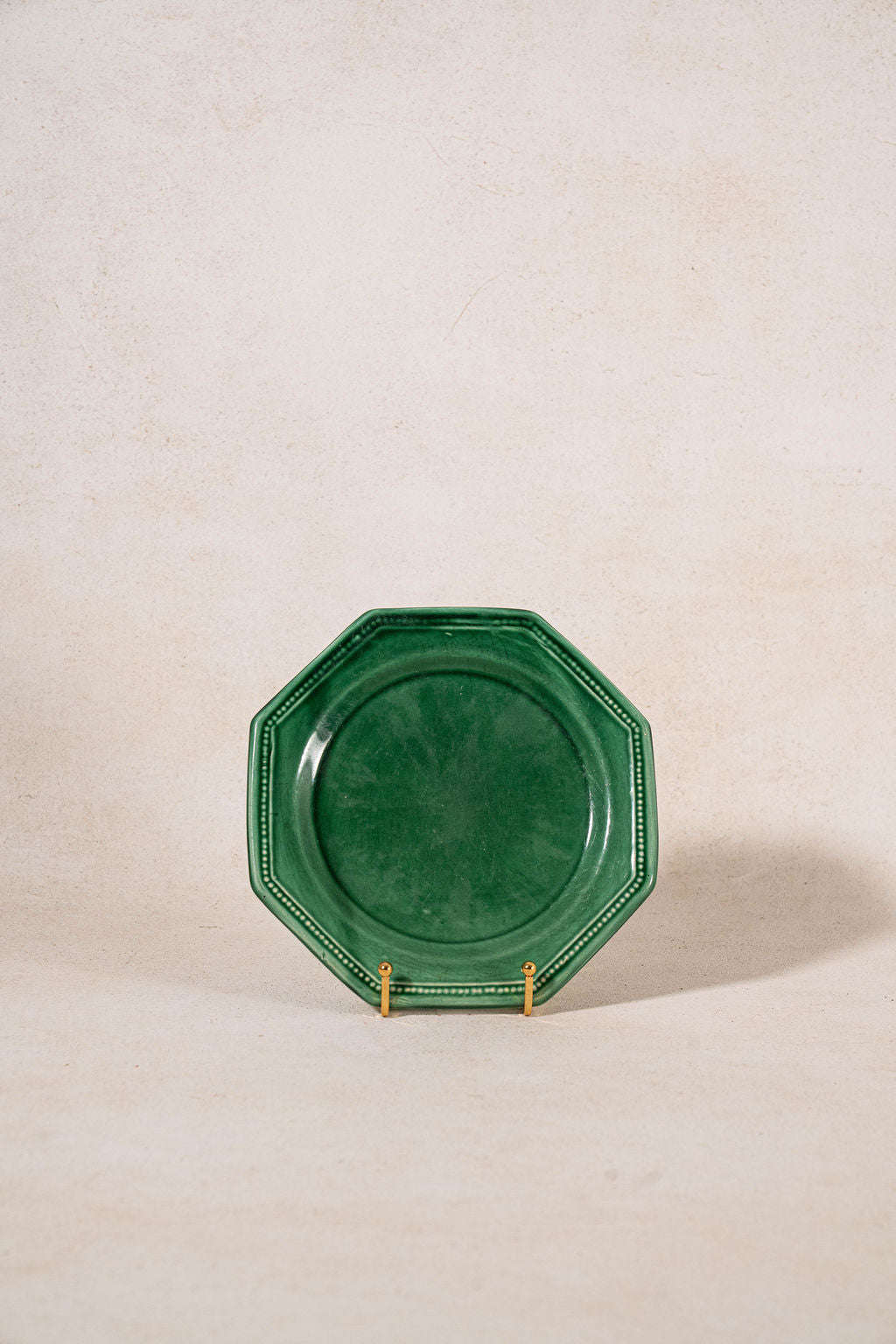 PAIR of Vintage French Majolica Earthenware Octagon Plates