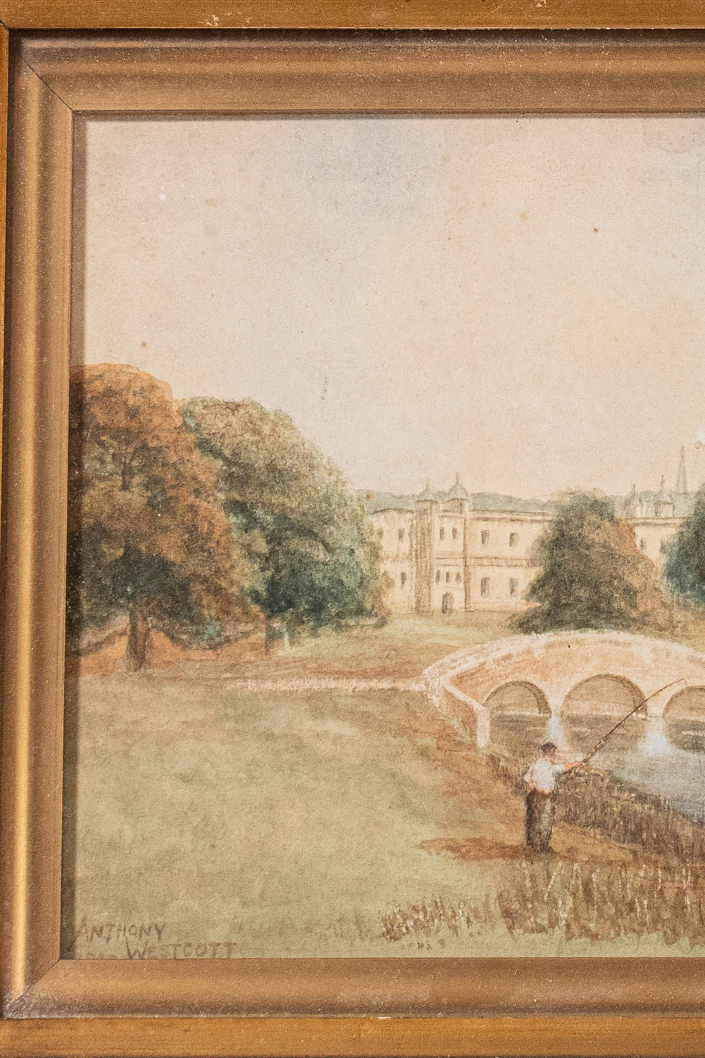 Original English Watercolor Landscape in Giltwood Frame