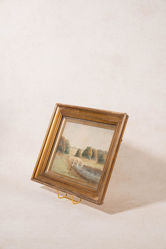 Original English Watercolor Landscape in Giltwood Frame